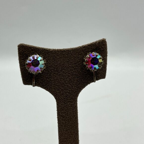 Aura Borealis prong set screw back earrings - Picture 1 of 7